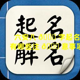 六安八 💐 字起名有哪些注 🐅 意事项